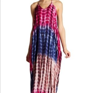 Love Stitch Pink Blue Ombre Tie-Dye Maxi Dress